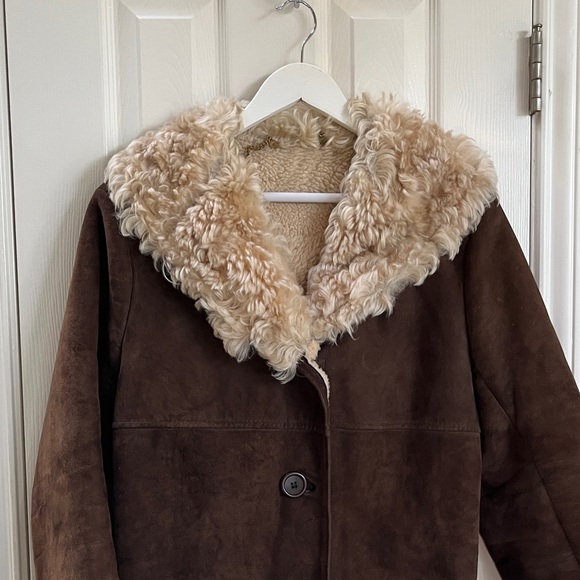 Vintage Lambskin penny lane suede shearling chocolate brown coat- medium - Picture 2 of 16
